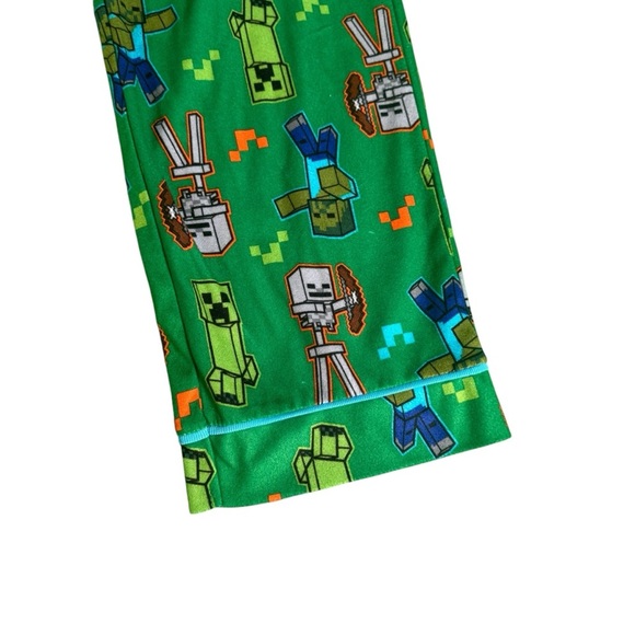 minecraft PJ Pajama set Size 10/12  youth boys 2 piece green Fleece Polyester - Picture 9 of 11